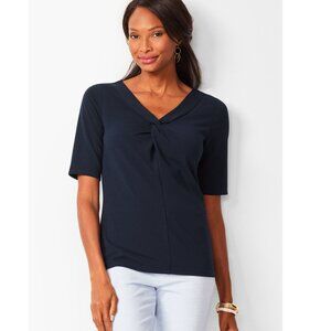 Talbots Twist Neck Top Size 1X Stretch Black